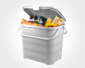 Storage: High Bamboo Picnic Basket With Lid 1548