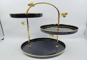 Cake Serving Dish Stand 2 Tier Black JDC8711-L1