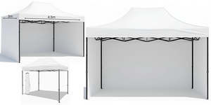 Outdoor: White Gazebo Steel 3m x 4.5m Pop-Up with 3 Side Walls | Party & Function Tent