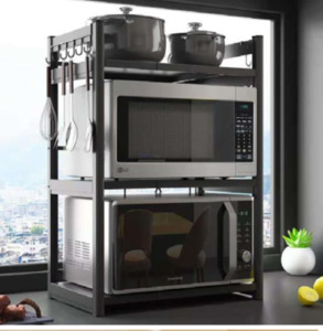 Kitchenware: Microwave Rack Stand 3 Tier Black