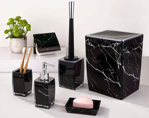 Black Marble Square Bathroom 6pc Set 202300