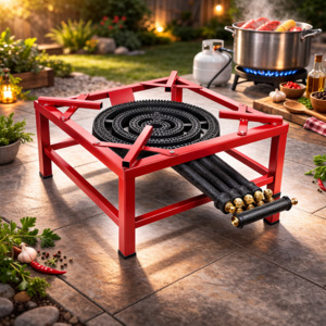 Commercial: Red Gas Stove 4 Rings