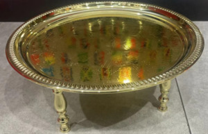 S/S Gold Round Tray with Stand 30cm YS19022-84