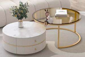 Furniture: Coffee Table White & Gold JJ104