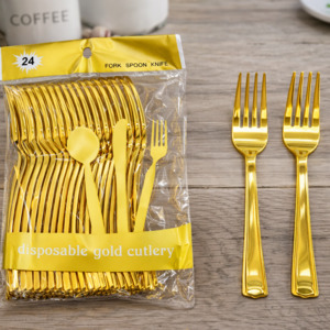 Gold Disposable Fork 24pc