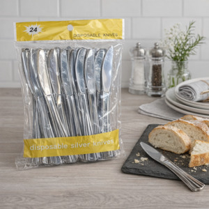 Disposable Silver Knife 24pc