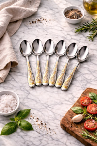 Cutlery: Tea Spoon Silver & Gold 6pc DB07