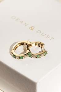 All Earrings: Diamond & Emerald Shared Claw Hoops