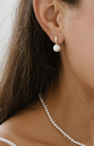 Golden Pearl Drop Earrings