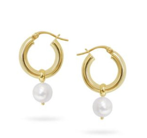 Charm Collection: Ronde gold hoops with round pearl charm