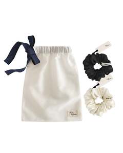 Silk Scrunchie Two Pack - Ivory / Noir