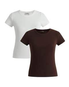 Baby Tee Duo - Blanc and Umber