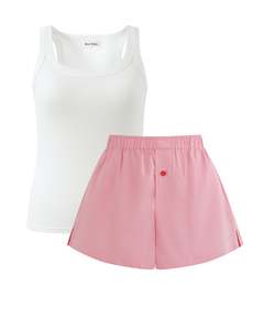 Bundles And Sets: Peony Piped Boxer Short and Daily Tank Set