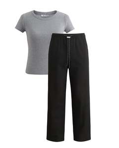 Bundles And Sets: Pavilion Pant and Grey Marle Baby Tee Set