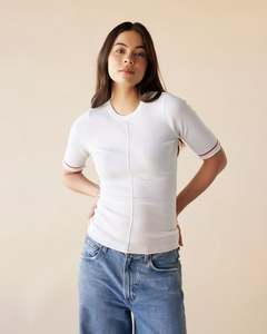 Merino Wool: Merino Line Tee - Ivory