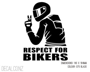 Respect For Bikers Motorbike Rider In Helmet - Decal.co.nz