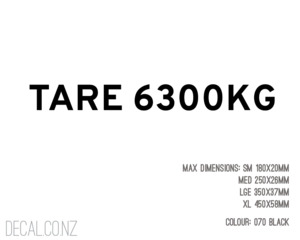Products: Custom Truck / Heavy Vehicle TARE Weight Sticker (Pair) - Decal.co.nz
