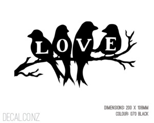 Love Birds On A Branch - Decal.co.nz