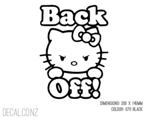 Products: Hello Kitty Back Off - Decal.co.nz