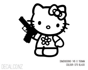 Products: Hello Kitty With Pistol - Decal.co.nz