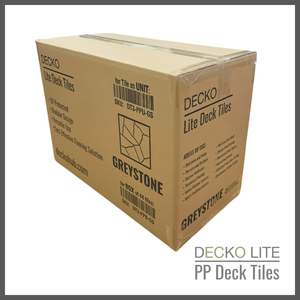 Products: Deck Tiles - GREYSTONE - 1 Box of 44 Interlocking PP Flooring, with Recycled Premium Polypropylene | DECKO Lite (4.05 m2 box)