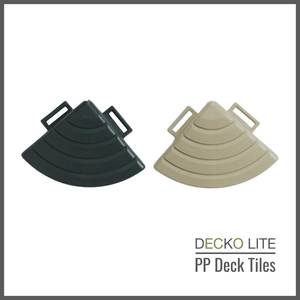 Products: Deck Tiles Corner Ramp Edge for Interlocking PP Flooring | DECKO Lite (60x60x20 mm) - Premium, with Recycled Polypropylene (One Piece)