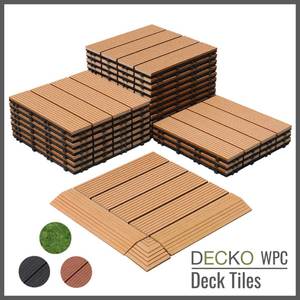 <b>Deck Tiles</b> - Premium WPC Interlocking - <b>TEAK</b> | DECKO (300x300x20mm)