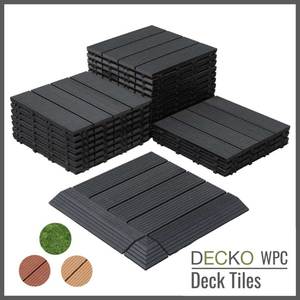 <b>Deck Tiles</b> - Premium WPC Interlocking - <b>CHARCOAL</b> | DECKO (300x300x20mm)