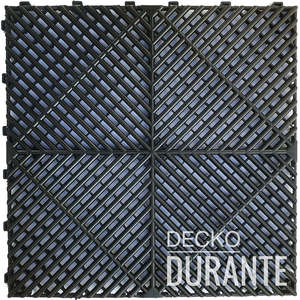 Strong Durante Diy Multipurpose Tiles: Garage Tile - BLACK - Interlocking Polypropylene Flooring | DECKO DURANTE (400x400x18 mm tile)