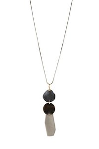 Accessories: Black, Gold and Grey Disc Necklace