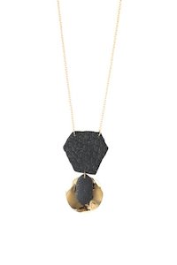 Large Black and Gold Disc Necklace