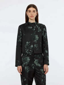 Floral Jacquard Cropped Blazer