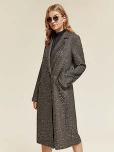 Coats: Single Breasted Herringbone Sequin Coat