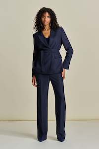 Pom: Striped Midnight Blue Blazer