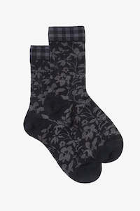 Black Floral Vine Sock