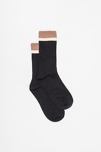 Ribbed Block Sock | Black Oat