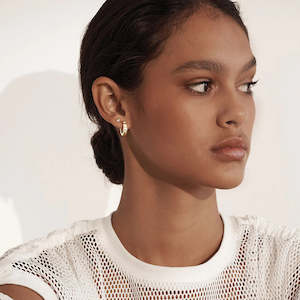 Huggies 12mm White Topaz | Yellow Gold