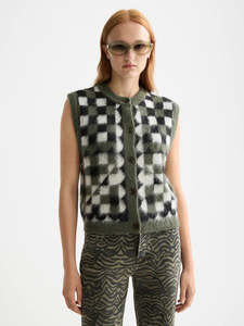 Fuzzy Jacquard Spencer Vest