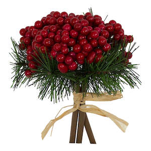 Christmas Picks Flowers: Christmas Pick - Glossy Red 18cm