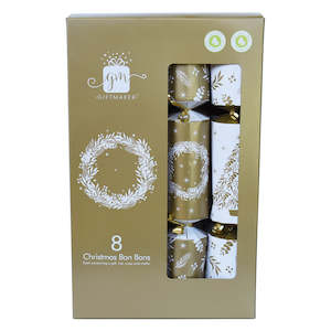 Christmas Crackers: Crackers - Family Pack of 8 Cream and Gold
