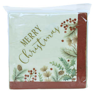 Christmas Crackers: Christmas Serviettes - Holly and Berries