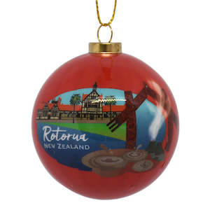 Red: Decoration - New Zealand Rotorua Bauble - Box Lot Deal (6)