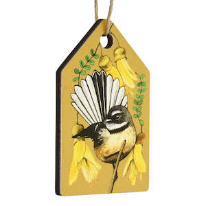 Christmas Decorations Gold: New Zealand Made Eco Christmas Decoration - Fantail Gold