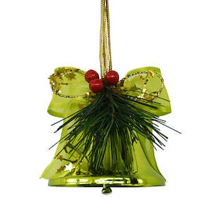 Green: Christmas Bell with Pine & Bow - Green - Box Lot Deal (6)