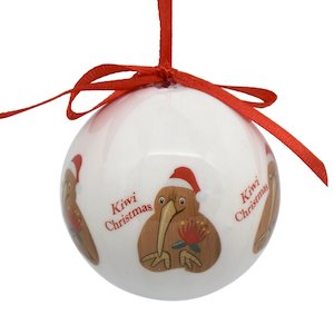 White Cream: Decoration - New Zealand Christmas Kiwi Bauble - FACTORY SECONDS