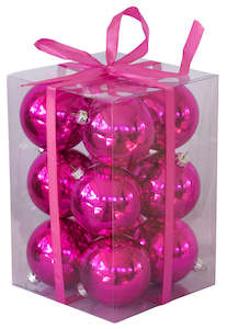 Christmas Decorations Burgundy Purple Pink: Shiny Balls - Pink - 60mm