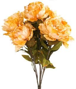 Artificial Flowers Orange Yellow: Peony Bunch - Burnt Rotorua Gold ✰✰✰ SPECIAL ✰✰✰