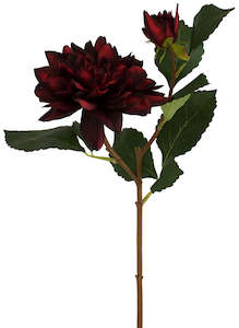 Dahlia Flower Spray - Burgundy Red