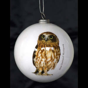 NZ Bird Baubles - Classic White - Owl or Morepork