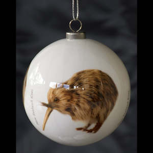 NZ Bird Baubles - Classic White - Kiwi